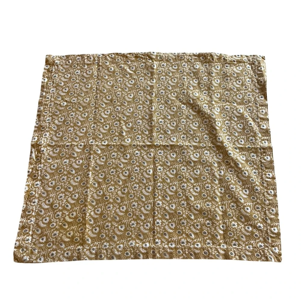 Williams Sonoma Pillowcase Standard Cotton Floral Print Mustard‎ Yellow White